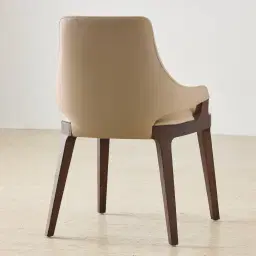 Maggie Sand Beige Vegan Leather Dining Chair - Ebony Brown Ash Legs