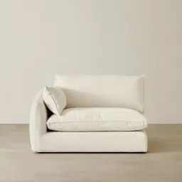 Macie Chiffon White Fabric Modular Sofa - Left Arm