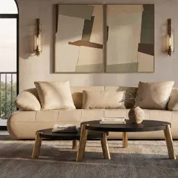 Trinity Milk Coffee Leather 3-Seater Sofa
