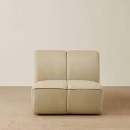 Valeni Oyster Grey Leather Modular Sofa - 1.5 Armless