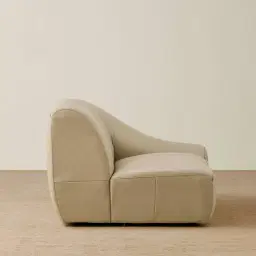 Valeni Oyster Grey Leather Modular Sofa - 1.5 Right Arm