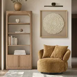 Borcea Fusion Mustard Fabric Swivel Occasional Chair