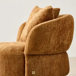 Borcea Fusion Mustard Fabric Swivel Occasional Chair