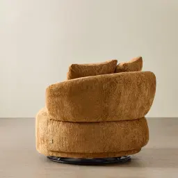 Borcea Fusion Mustard Fabric Swivel Occasional Chair