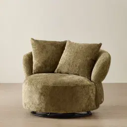 Borcea Army Green Fabric Swivel Occasional Chair