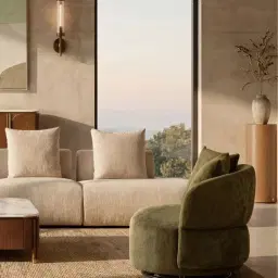 Borcea Army Green Fabric Swivel Occasional Chair