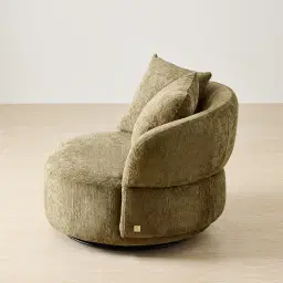 Borcea Army Green Fabric Swivel Occasional Chair