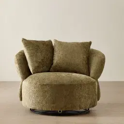 Borcea Army Green Fabric Swivel Occasional Chair
