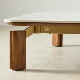 Portobello Toffee Brown Ash Veneer 27cm Rectangular Coffee Table - Pandora Brown Sintered Stone Top