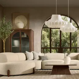 Dunstan Smoky Walnut Veneer Coffee Table with Statuario White Sintered Stone Top