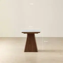 Dunstan Smoky Walnut Veneer Side Table with Statuario White Sintered Stone Top