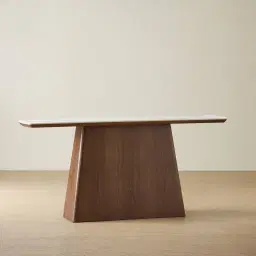 Dunstan Smoky Walnut Veneer Console Table with Statuario White Sintered Stone Top