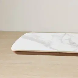 Dunstan Smoky Walnut Veneer Console Table with Statuario White Sintered Stone Top