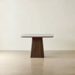 Dunstan Smoky Walnut Veneer Rectangular Dining Table with Statuario White Sintered Stone Top - 240x120cm