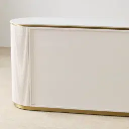 Archie Cream Wooden 6-Drawer Dresser with White Sintered Stone Top