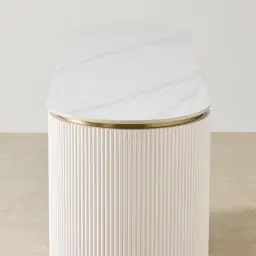 Archie Cream Wooden 6-Drawer Dresser with White Sintered Stone Top