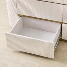 Archie Cream Wooden 6-Drawer Dresser with White Sintered Stone Top