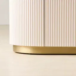 Archie Cream Wooden Entertainment Unit with White Sintered Stone Top