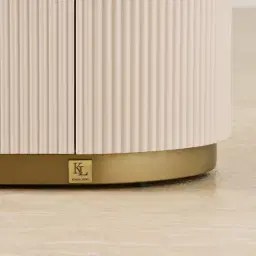 Archie Cream Wooden Entertainment Unit with White Sintered Stone Top