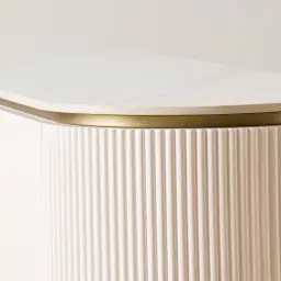 Archie Cream Wooden Entertainment Unit with White Sintered Stone Top