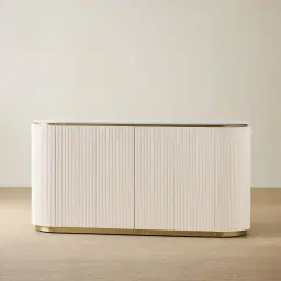 Archie Cream Wooden Sideboard with White Sintered Stone Top