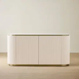 Archie Cream Wooden Sideboard with White Sintered Stone Top