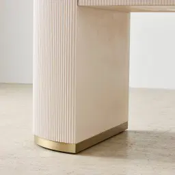 Archie Cream Wooden Study Desk with White Sintered Stone Top