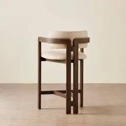 Desmond Sand Beige Vegan Leather Counter Stool - Dark Brown Ash Legs