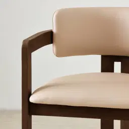 Desmond Sand Beige Vegan Leather Counter Stool - Dark Brown Ash Legs