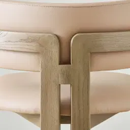 Desmond Sand Beige Vegan Leather Counter Stool - Medium Brown Ash Legs