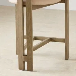 Desmond Sand Beige Vegan Leather Counter Stool - Medium Brown Ash Legs