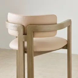 Desmond Sand Beige Vegan Leather Counter Stool - Medium Brown Ash Legs
