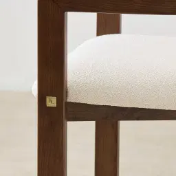 Desmond Chantilly White Fabric Counter Stool - Dark Brown Ash Legs