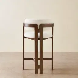 Desmond Chantilly White Fabric Counter Stool - Dark Brown Ash Legs