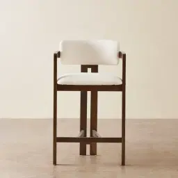 Desmond Chantilly White Fabric Counter Stool - Dark Brown Ash Legs