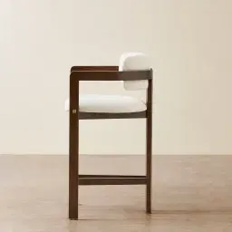 Desmond Chantilly White Fabric Counter Stool - Dark Brown Ash Legs