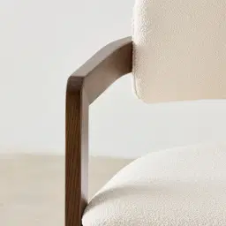 Desmond Chantilly White Fabric Counter Stool - Dark Brown Ash Legs