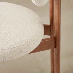 Portobello II Chantilly White Fabric Dining Chair - Toffee Brown Ash Legs