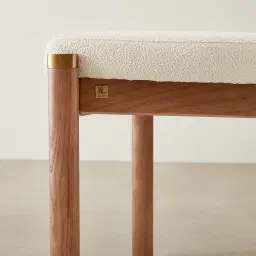 Portobello II Chantilly White Fabric Dining Chair - Toffee Brown Ash Legs