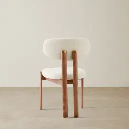 Portobello II Chantilly White Fabric Dining Chair - Toffee Brown Ash Legs