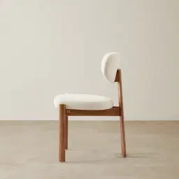 Portobello II Chantilly White Fabric Dining Chair - Toffee Brown Ash Legs