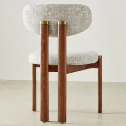 Portobello II Murmur White Fabric Dining Chair - Toffee Brown Ash Legs