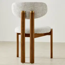 Portobello II Murmur White Fabric Dining Chair - Toffee Brown Ash Legs