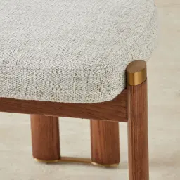 Portobello II Murmur White Fabric Dining Chair - Toffee Brown Ash Legs