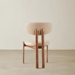 Portobello II Sand Beige Vegan Leather Dining Chair - Toffee Brown Ash Legs