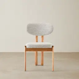 Portobello II Murmur White Fabric Dining Chair - Light Brown Ash Legs