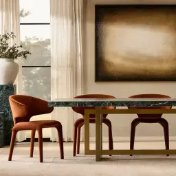 Debra Copper Brown Velveteen Fabric Dining Chair