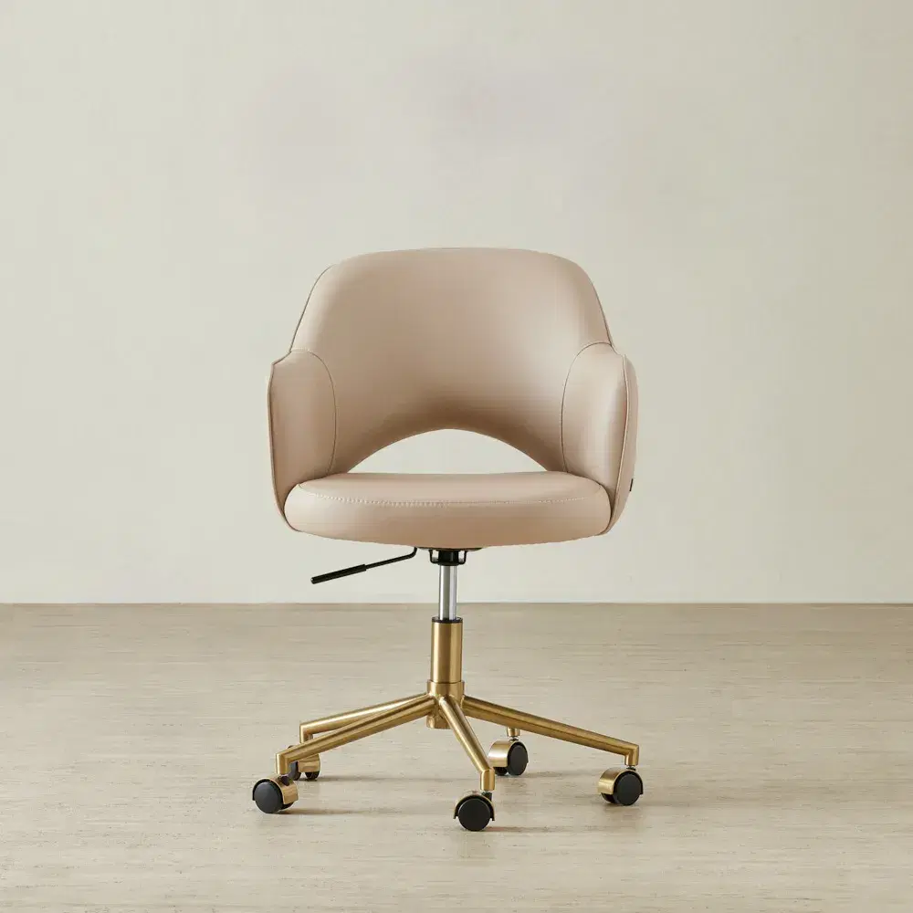 Adrianna Sand Beige Vegan Leather Desk Chair