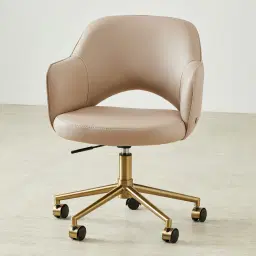 Adrianna Sand Beige Vegan Leather Desk Chair
