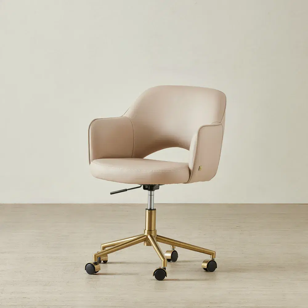Adrianna Sand Beige Vegan Leather Desk Chair